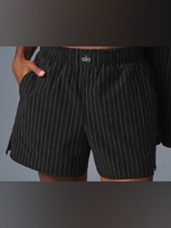 ALO Yoga Pants - ALO Yoga Black Pinstripe Athletic Shorts